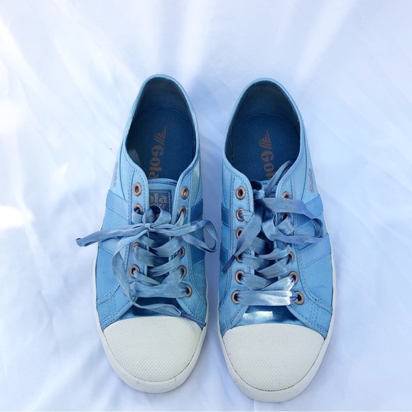 GOLA x ANTHROPOLOGIE | LIGHT BLUE/WHITE COASTER SATIN SNEAKERS SIZE 7 - Picture 3 of 8